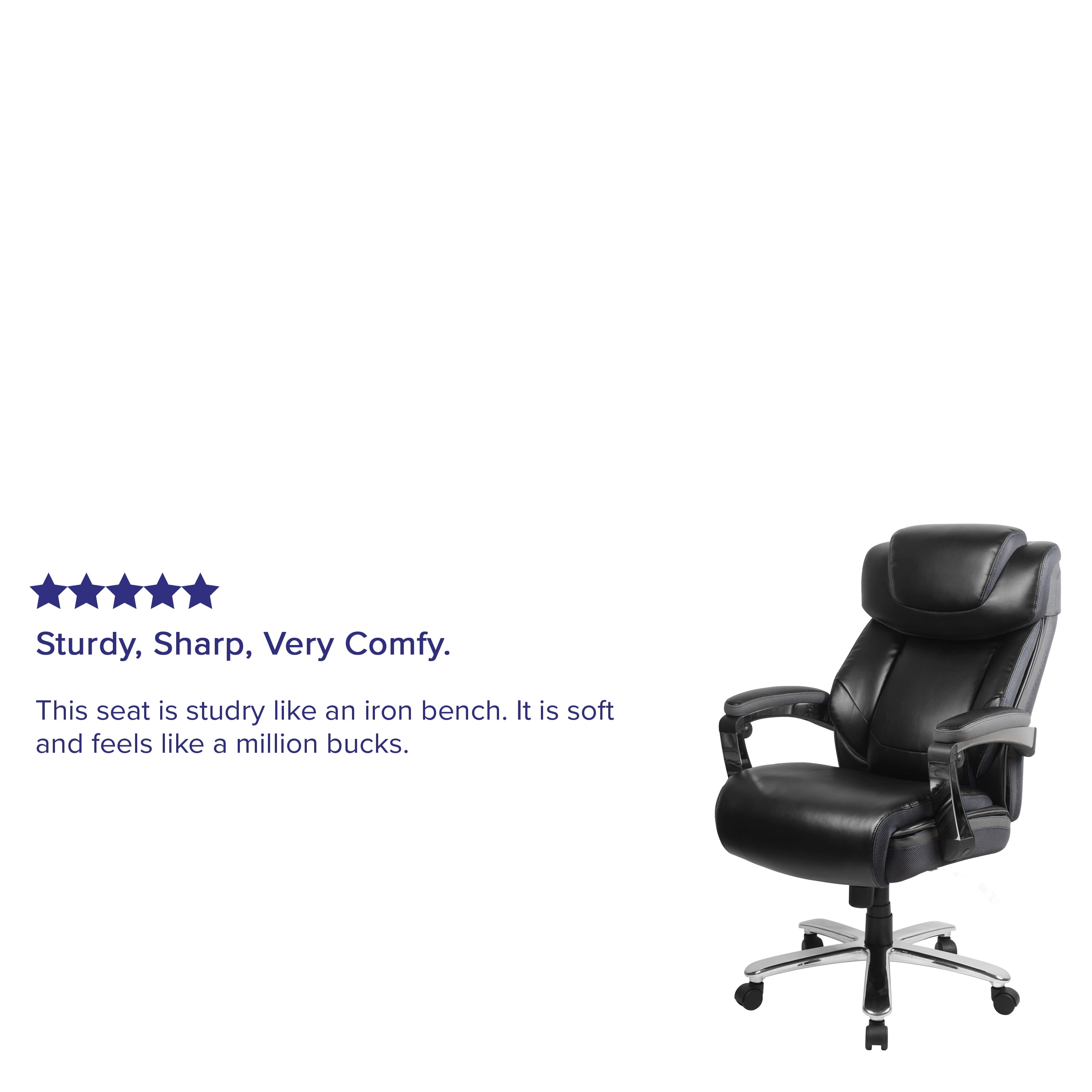 Emma Oliver 500 lb. Big Tall Black LeatherSoft Ergonomic