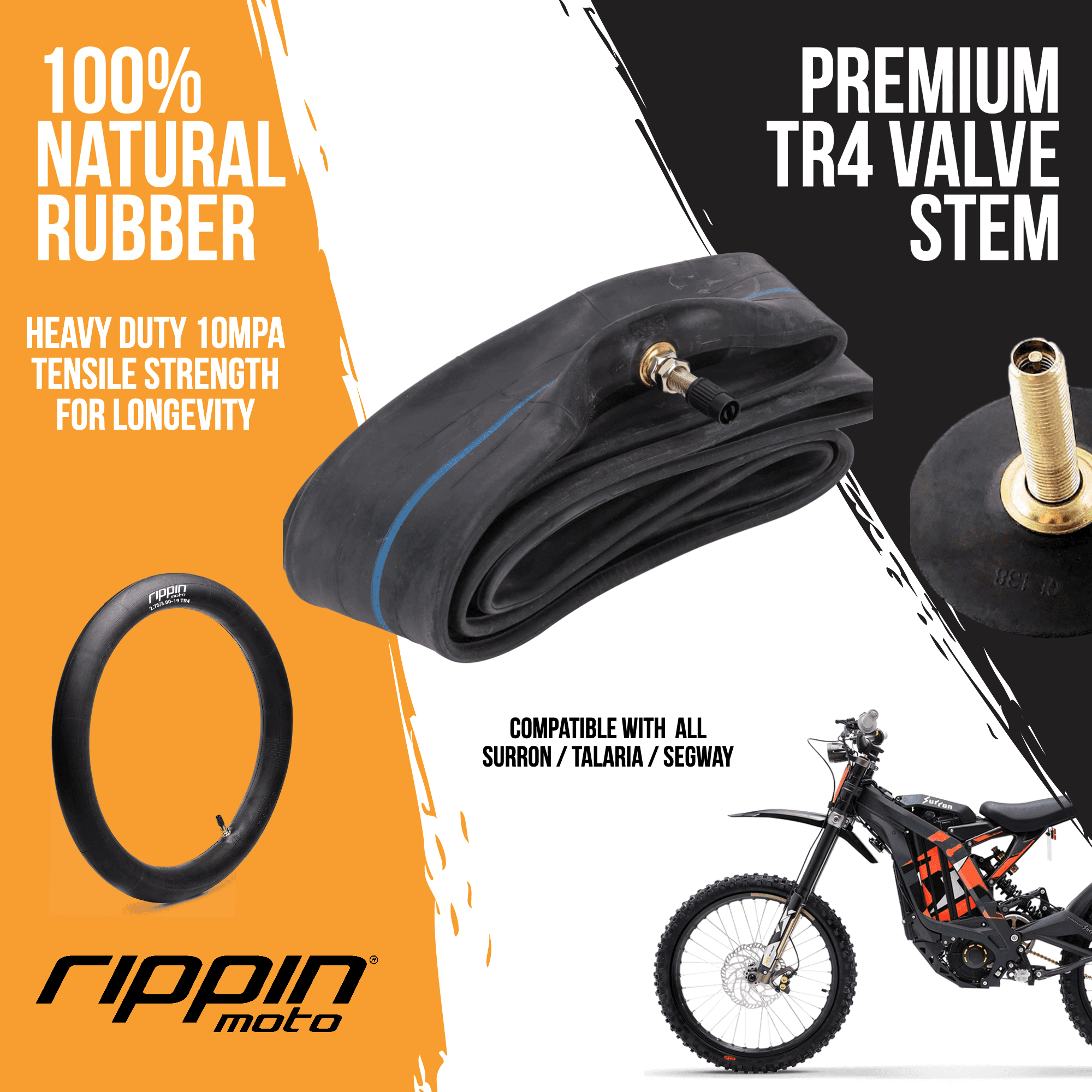 Rippin Moto 2.75/3.00-19 (70/100-19) Heavy Duty Motorcycle & E-Moto Inner Tube (For Surron & Talaria)
