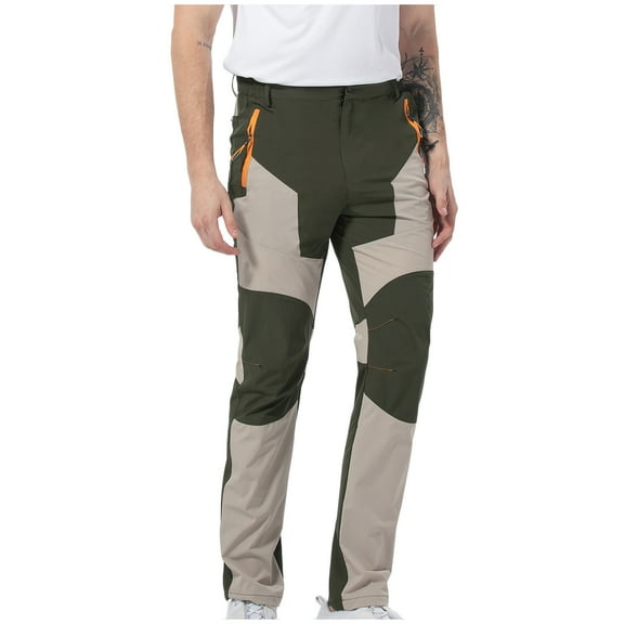 Donemore Men's Solid & Contrast Color Quick-Dry Hiking Pants with Sporty Tactical Pockets, Outdoor Casual Multi-Functional Durable Design for Mountain Climbing & Daily Wear