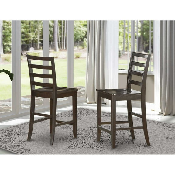East West Furniture Fairwind 11" Wood Bar Stools in Cappuccino (Set of 2)