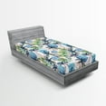 thumbnail image 2 of Ambesonne Tropical Themed Fitted Sheet, Retro Wave Hawaii, Twin Size, Fern Green Eggshell Rose, 2 of 5