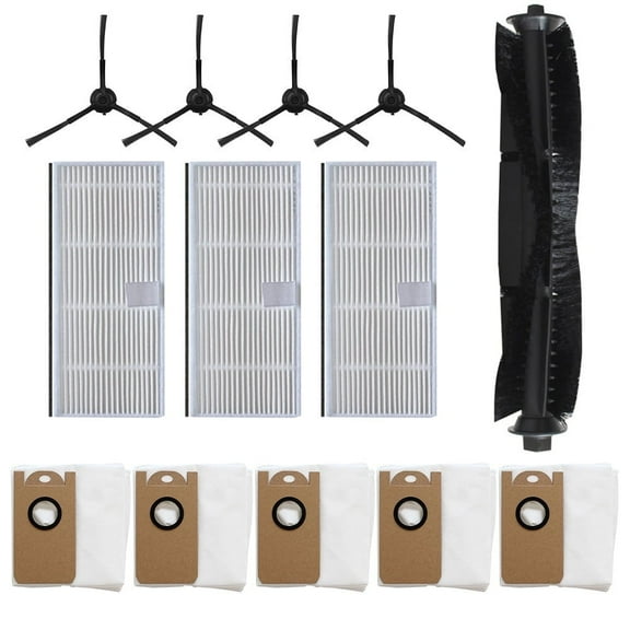 13 Pcs Replacement Parts for iHome AutoVac Nova Self Empty iHRV6-BLK, for Ultenic T10 Main Brush Filter 1 Main Roller Brush,4 Side Brushes, 3 Hepa Filters, 5 Dust Bags