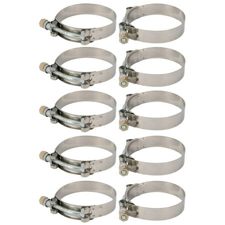 

10 Pcs 72mm-80mm Stainless Steel T-Bolt Hose Clamp for Fuel Pump Filter Plumbing