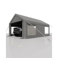 thumbnail image 7 of Carport Garage for Outdoor Storage, 12x20 FT Heavy-Duty Portable Shelter with 200g PE Tarp Canopy, 2 Roll-Up Doors & 4 Windows, Khaki/Gray/White, 7 of 7