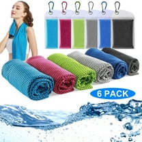 cyrico Cooling Towels for Neck and Face, 6 Pack 47 x 12 Inch Soft Breathable Chilly Towel Ice Cold Microfiber Towels for Hot Weather, Sports, Yoga, Running, Fitness, Workout and More Activities