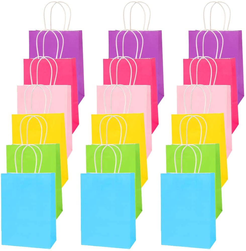 6 Colors Wedding and Party Celebrations Cooraby 12 Pieces Bright Neon Colored Party Paper Bags Present Paper Candy Bags Party Favor Bags for Birthday 