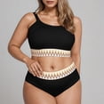 thumbnail image 2 of Busydd Swim Suits for Women Plus Size XL-4XL 2 Piece High Waisted Bikini Set Round Neck Bathing Suit Trendy Adjustable Straps Swimsuits with Briefs, 2 of 5