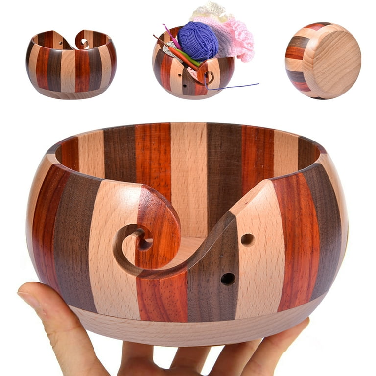Handmade Wooden Yarn Bowl Perfect For Knitting Crochet And - Temu