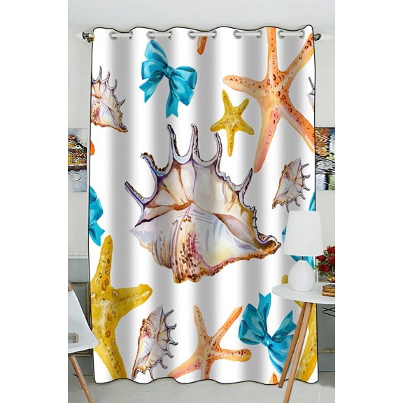 ECZJNT pattern sea shells stars for Blackout Window Curtain Drapery Panels 52x84 Inch One Piece