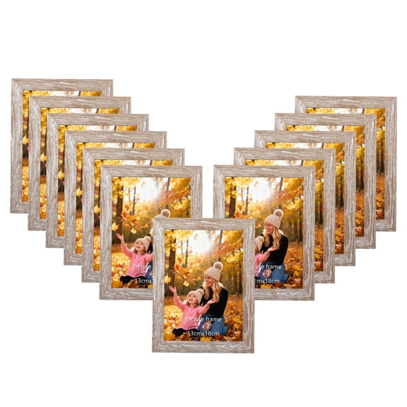 5x7 Picture Frame Set of 12, 5 by 7 Photo Frames Bulk for Wall and Tabletop Decoration, Beige White