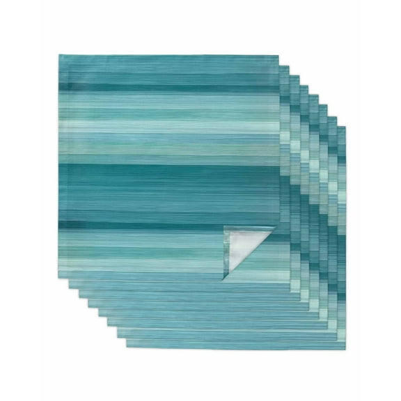 nqOlkjepod Teal Turquoise Aqua Ombre Cloth Napkins Set of 8 Reusable Dinner Napkins, Contemporary Abstract Lines Cocktail Napkin Washable Table Napkins for Wedding/Holiday Party/Baby Shower 20"x20"