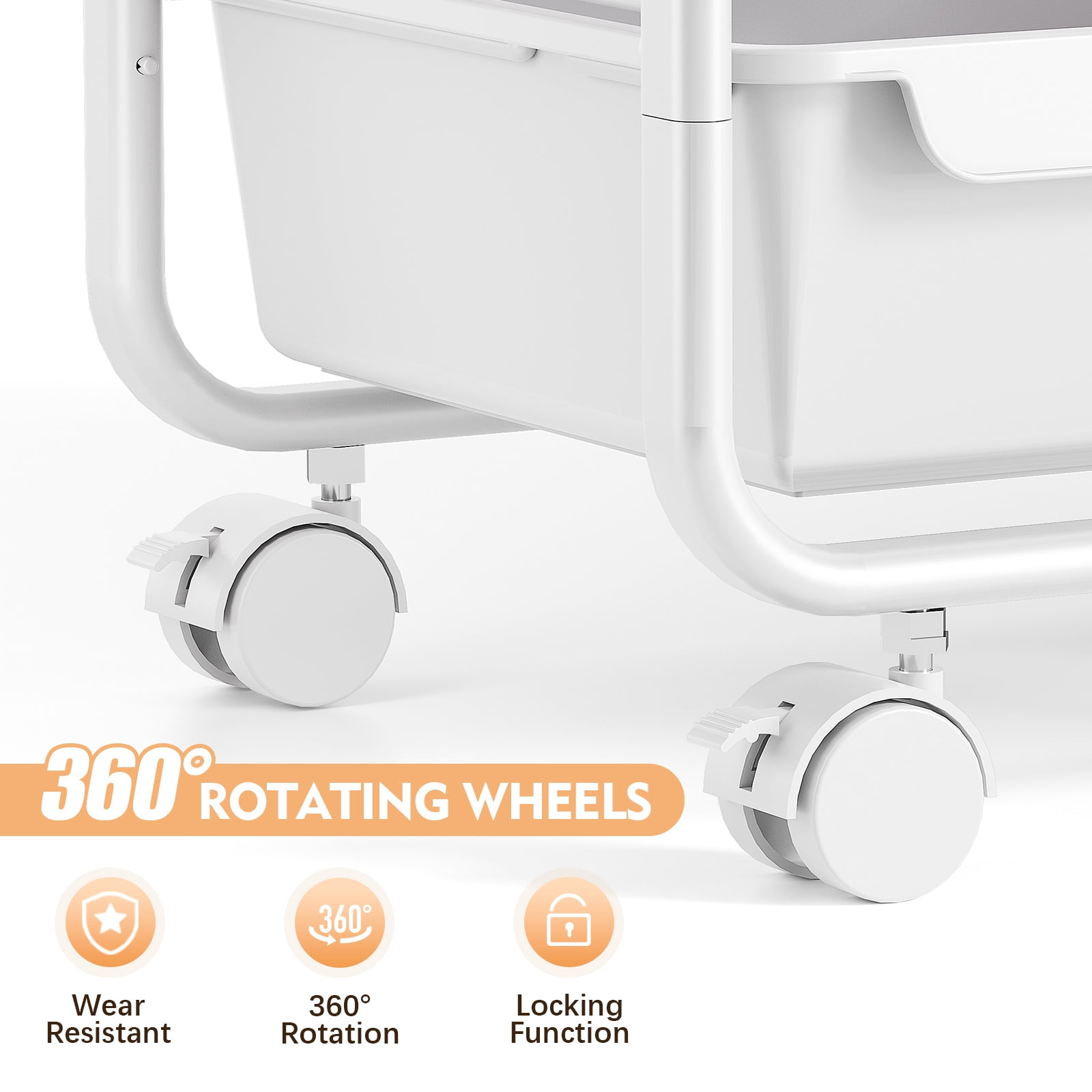 Rolling Storage Cart with 10 Drawers, KK KINGRACK Drawer Cart with Sturdy Frame for Craft Office School Storage, White