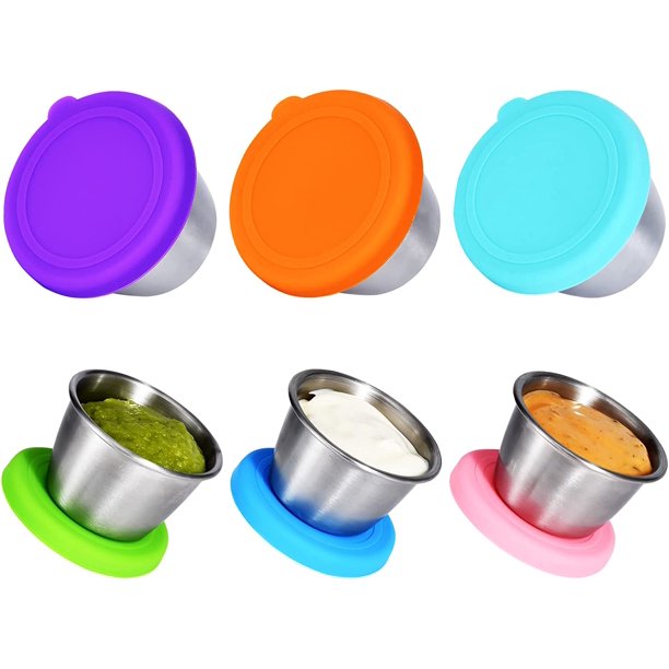 UPTRUST Salad Dressing Containers To Go, 6x2.4oz Dressing Containers for Lunch Box, Stainless