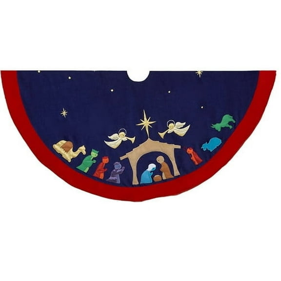 Kurt Adler 52" Nativity Christmas Tree Skirt, Cotton and Polyester