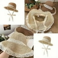 thumbnail image 3 of OWLCE Women Wide Brim Straw Sun Hat Summer Floppy Beach Hat UV Protection Crochet Bucket Hat Packable Roll Up CapGirls Women Tea Party Sun Hat Lace Ribbons Straw Hats，UV Protection Beach Cap Khaki, 3 of 8