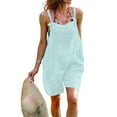 thumbnail image 4 of TIMIFIS Women Summer Loose Solid Sleeveless Jumpsuit Rompers Spaghetti Strap Waist Short Pant Rompers With Pockets Sundresses ummer, 4 of 6