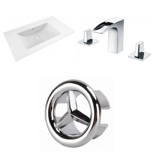American Imaginations 59-in. W 3H8-in. Ceramic Top Set In White Color AI-24078