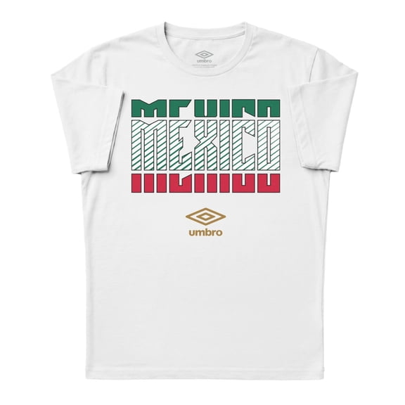 Umbro Men's Mexico Stacked Soccer T Shirt (White, S-XXXL)