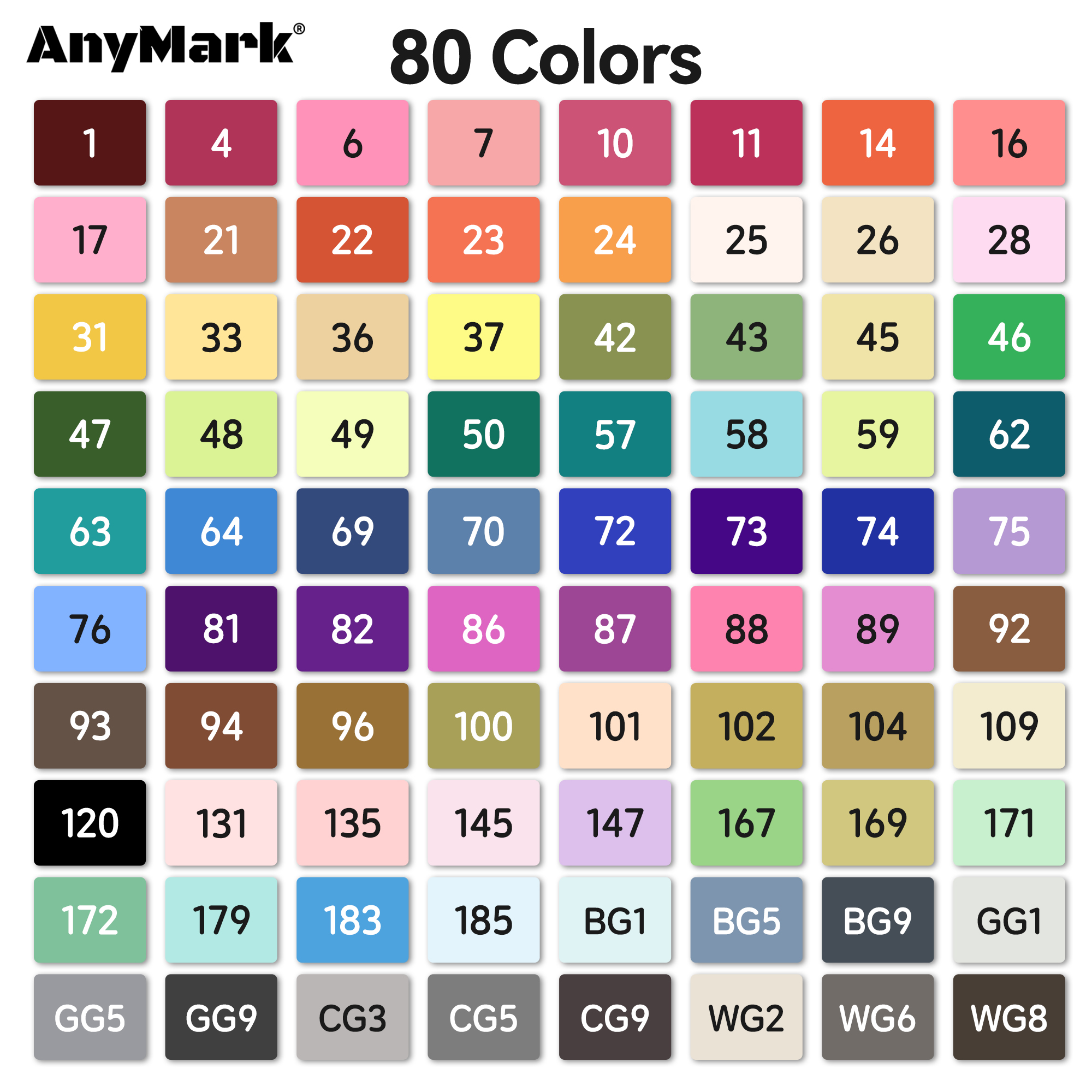 AnyMark Alcohol Markers, 80 Colors Dual Tip Set photo 2