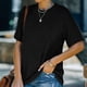 thumbnail image 2 of Blusa de manga corta de verano con cuello redondo para mujer a la moda, blusas informales sólidas Fridja bn7432, 2 of 9
