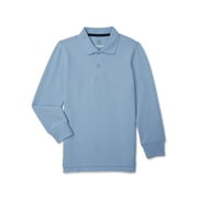 Wonder Nation Boys’ School Uniform Pique Polo Shirt with Long Sleeves