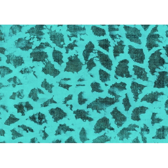 Ahgly Company Indoor Rectangle Abstract Turquoise Blue Modern Area Rugs, 7' x 9'