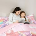 thumbnail image 4 of Feelyou Kawaii Magic Unicorn Bedding Comforter Set 7 Pieces, Watercolor Rainbow Full Bedding Set, Love Heart Balloon Reversible Fitted Sheet Flat Sheet, Luxury Bedroom Decor, 4 of 7