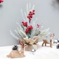 thumbnail image 5 of Tabletop Christmas Tree Mini Snow Flocked Artificial Christmas Tree with Red berries for Table Top Desk Holiday Party Decoration, 5 of 6