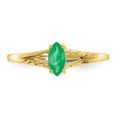 thumbnail image 5 of Solid 14k Yellow Gold Emerald Green May Gemstone Birthstone Marquise Engagement Ring Size 7.5, 5 of 6