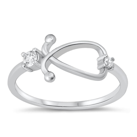 Clear CZ Love Knot Ribbon Wholesale Ring .925 Sterling Silver Band White Jewelry Female Size 10