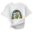 thumbnail image 1 of Hauts d'Été pour Femmes 2022 Manches Courtes Imprimé Mode Décontracté T-Shirts Tunique Col Rond Ample Blouses d'Entraînement, 1 of 3