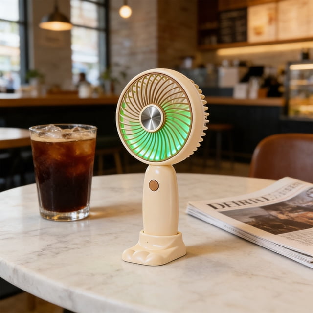 SSZMDLB Handheld Fan USB Rechargeable Portable Mini Fan, Personal Cooling Fan for Outdoor Travel Office Teen, Rechargeable Small Fan with Base, Quiet Battery Operated Desk Fan