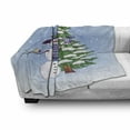 thumbnail image 3 of Christmas Soft Flannel Fleece Throw Blanket, Snowman in the Winter Mistletoe Present Top Hat and Scarf Tree and Bird, Cozy Plush for Indoor and Outdoor Use, 50" x 60", Blue Green, by Ambesonne, 3 of 6