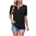 thumbnail image 2 of aidice Womens Tops V Neck Ruffled Short Sleeve Summer Tops T Shirts Fashion Casual Soft Basic Blouses Comfy Spring Tees, 2 of 7