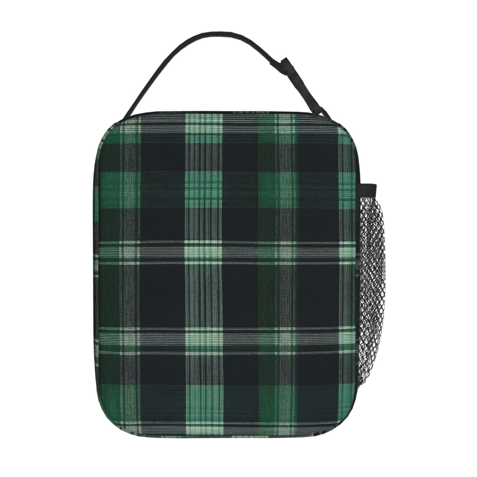 Lunch Bag For Women Men Insulated Portable Lunch Box Bento Box Office Picnic Travel Cooler Bag Green Buffalo Plaid Check Tartan Scotland_1