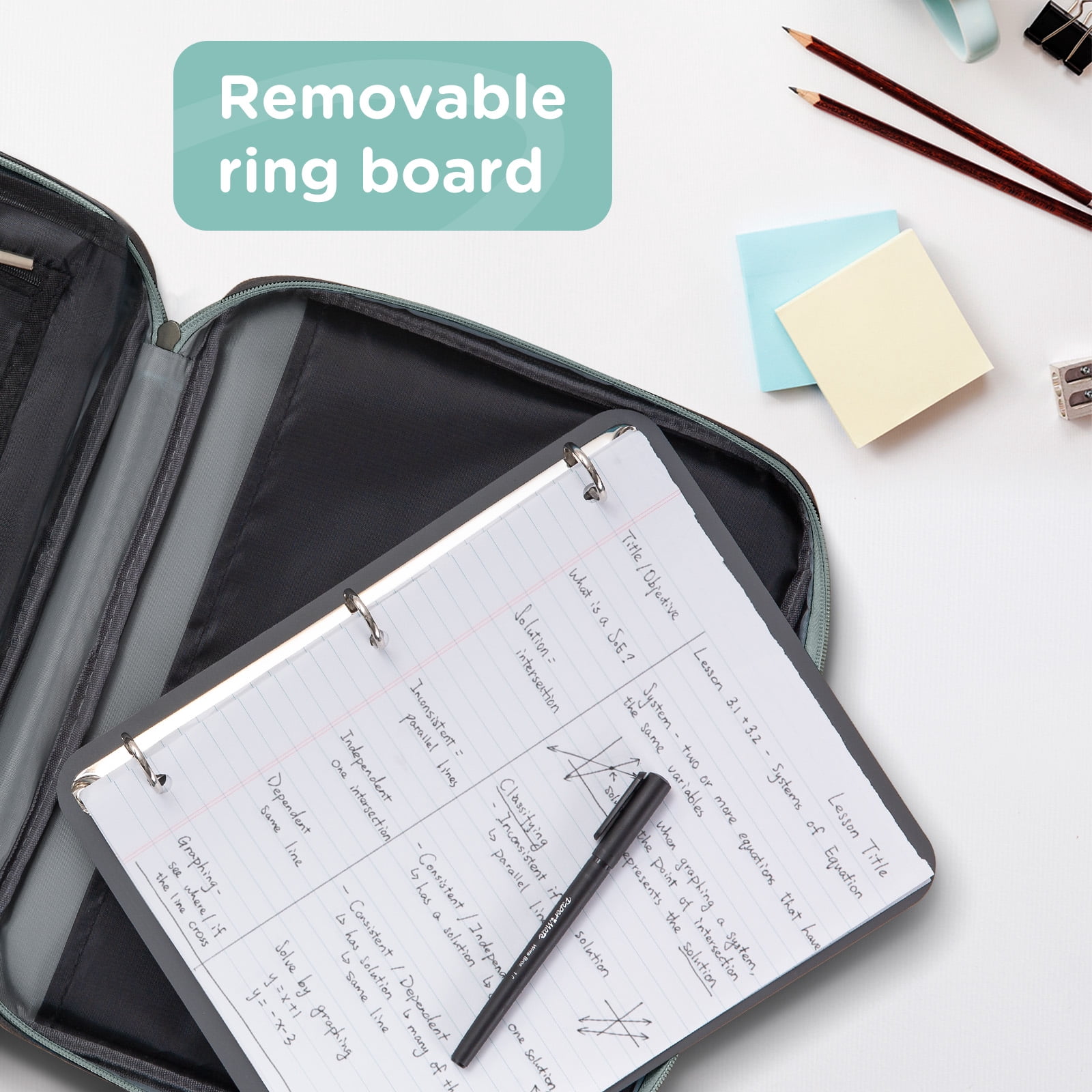 Kinbashi Zipper Binder, 1 Inch 3 Rings Binder with Internal Pockets and Dividers, 375 Sheet Capacity