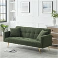 thumbnail image 2 of JERFIT 3-Seater Convertible Sofa Bed with Pillows, Plush Green Teddy Fabric for Living Room, Modern Sleeper Couch, 2 of 9