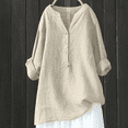 thumbnail image 2 of Womens Cotton Linen Tops V-Neck Half Sleeve Solid Casual Button down Shirts Comfy Loose Fit Flowy Tunic Tops Lightweight Summer Blouse, 2 of 4