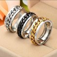 thumbnail image 5 of BLING 3 anillos giratorios de 0.315 in de acero inoxidable, anillos antiansiedad para hombres y mujeres, anillos de rodillos de estrés con ranuras frescas, joyería fresca, 5 of 5