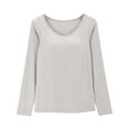 thumbnail image 2 of Dyfzdhu T Shirts with Built in Bra for Women Long Sleeve Modal Underwear Lounge Pajama Tops Padded Basic Tee Undershirt, 2 of 8