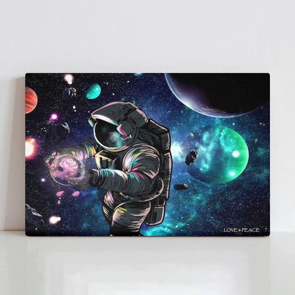 Fantasy Space Astronaut Framed Canvas Poster: Includes wall studs. This 16x12-inch sci-fi themed wall decoration poster is perfect for bedrooms/game rooms, creating a fantastical cosmic atmosphere.