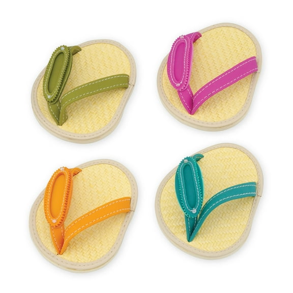 Drinkwear 4-Piece Framed Rattan Flip Flop Coasters for Wine, Beer and Cocktail, Ideal for Wine Lover, Bar, Holiday, Housewarming, Party, Wedding and Birthday