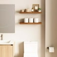 thumbnail image 2 of Ballucci 24" Floating Shelves, 2-Pack Wood Wall Shelf Set with Invisible Brackets, 8" Deep, Rustic Brown, 2 of 8
