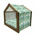 thumbnail image 2 of Palm Leaf Pet House, Exotic Fantasy Abstract Coconut Tree Silhouettes Green Jungle, Outdoor & Indoor Portable Dog Kennel with Pillow and Cover, 5 Sizes, Forest Green Lime Green, by Ambesonne, 2 of 5