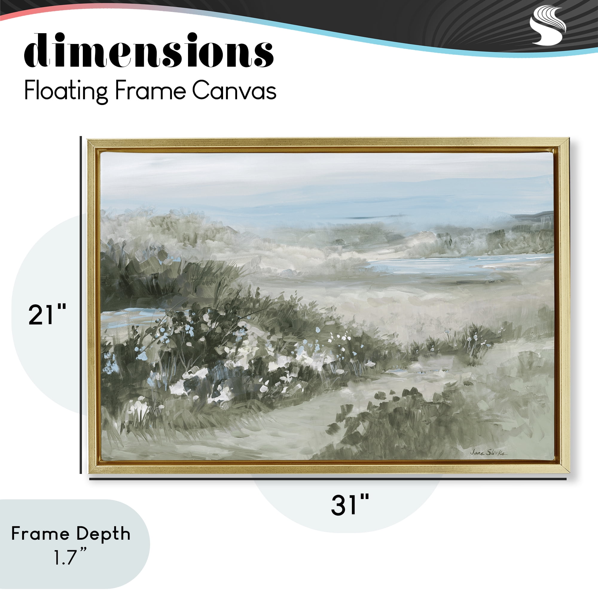 Stupell Industries Neutral Quiet Composition Landscape Gold Framed Floater Canvas Wall Art, design by Jane Slivka