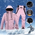 thumbnail image 4 of Men's Solid Color Ski Suit Windproof Warm and Breathable Winter Skiing Mens Snow Pants Windbreak Waterproof Snowwear Snow Jacket Ski Trousers, 4 of 5
