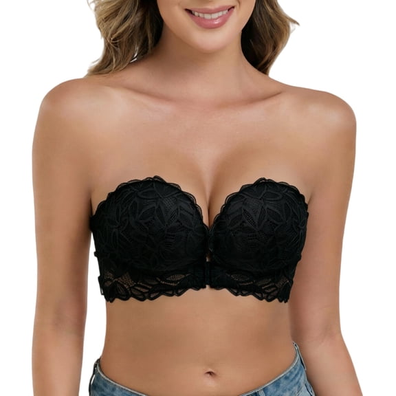 Bras for Women Full Coverage Strapless High Support Lace Breathable Push Up Comfortable Bra