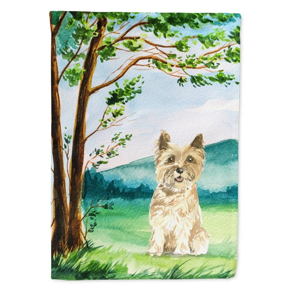 Carolines Treasures CK2577GF Under the Tree Cairn Terrier Flag Garden Size  Small multicolor