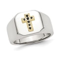 thumbnail image 1 of Mens Polished Stainless Steel Ring with Blue Sapphire Cross, 1 of 5
