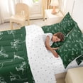 thumbnail image 4 of Feelyou Deep Green Dinosaur Twin Bedding Sets for Boys Men, Retro Line Wildlife Art Bedding Comforter Set, Green, Reversible, 7-Piece, 4 of 7